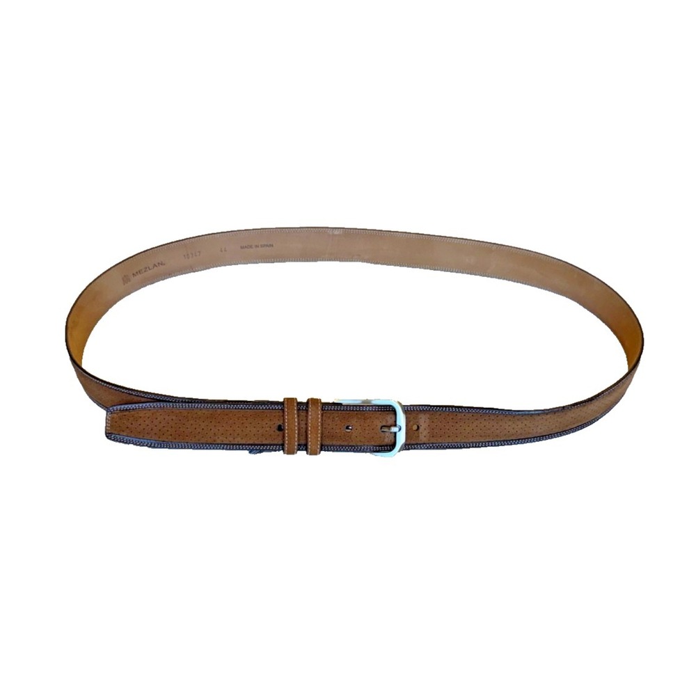 Mezlan Men's Genuine Leather Belt; Textured/2 Tone;Made in Spain; Brown; Size 44